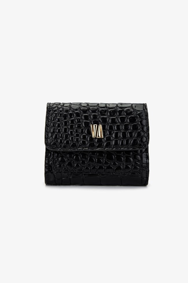  Valmenti Kadın Hakiki Deri Siyah Kroko Cüzdan