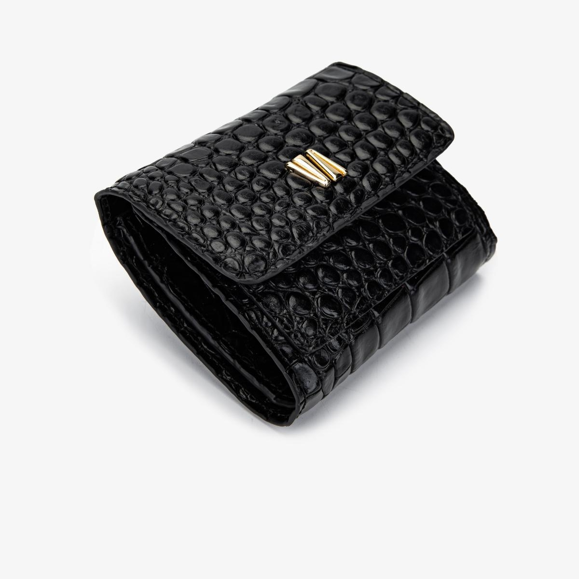 Valmenti Kadın Hakiki Deri Siyah Kroko Cüzdan