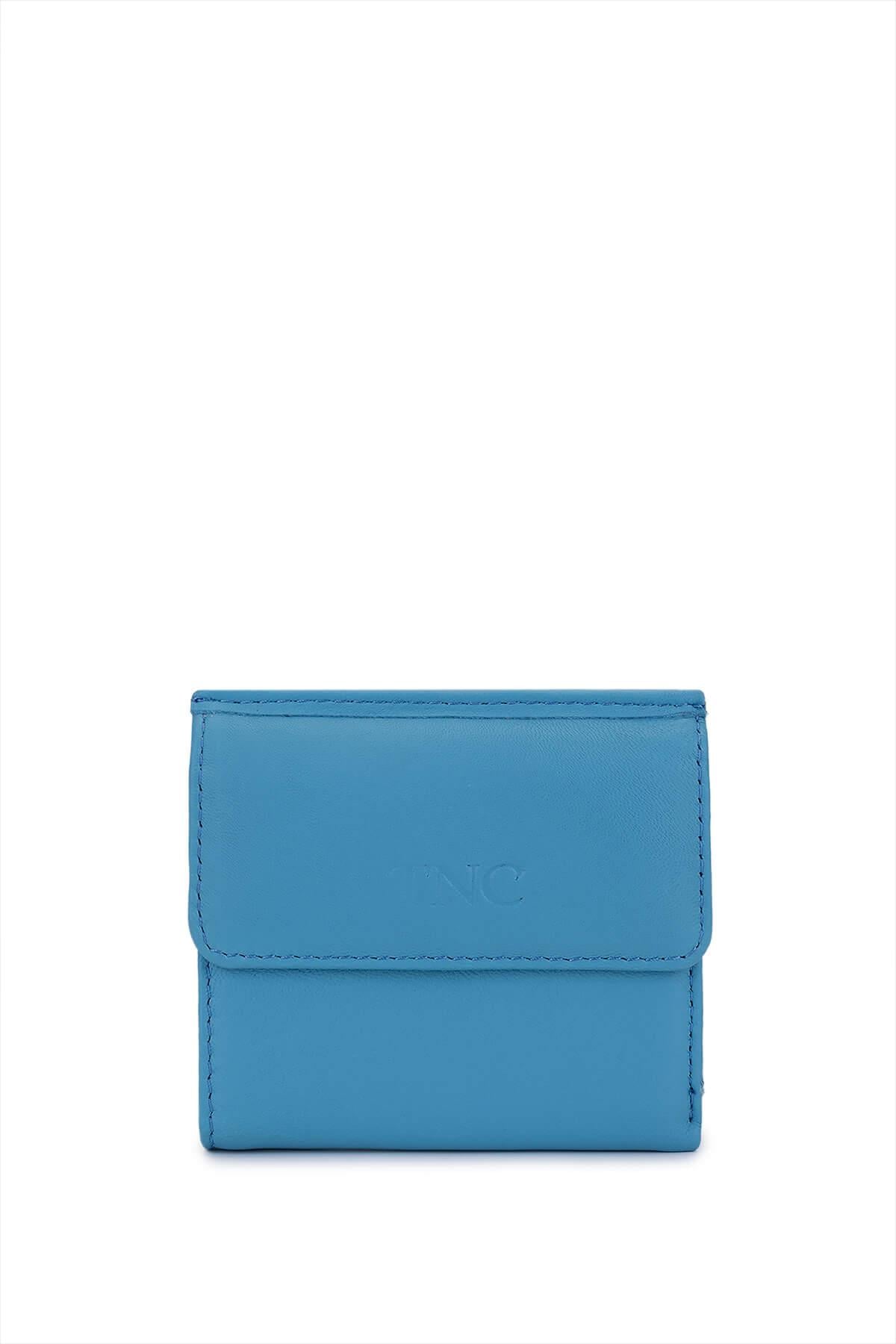  Tamer Tanca Unisex Hakiki Deri Mavi Cüzdan Cuzdan