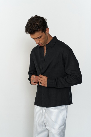  %100 Keten Oversize Gömlek