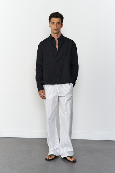  %100 Keten Oversize Gömlek