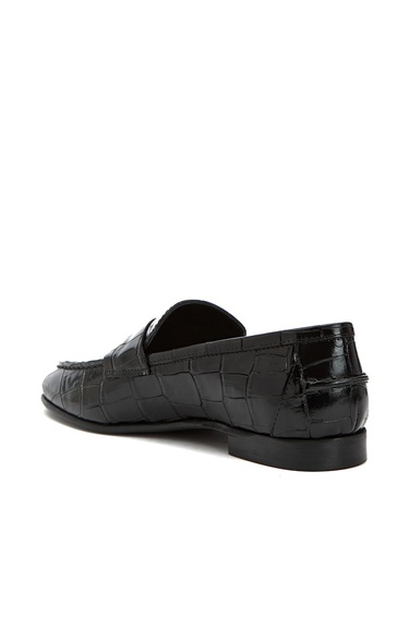  George Hogg Kadın Siyah Kroko Desenli Deri Loafer