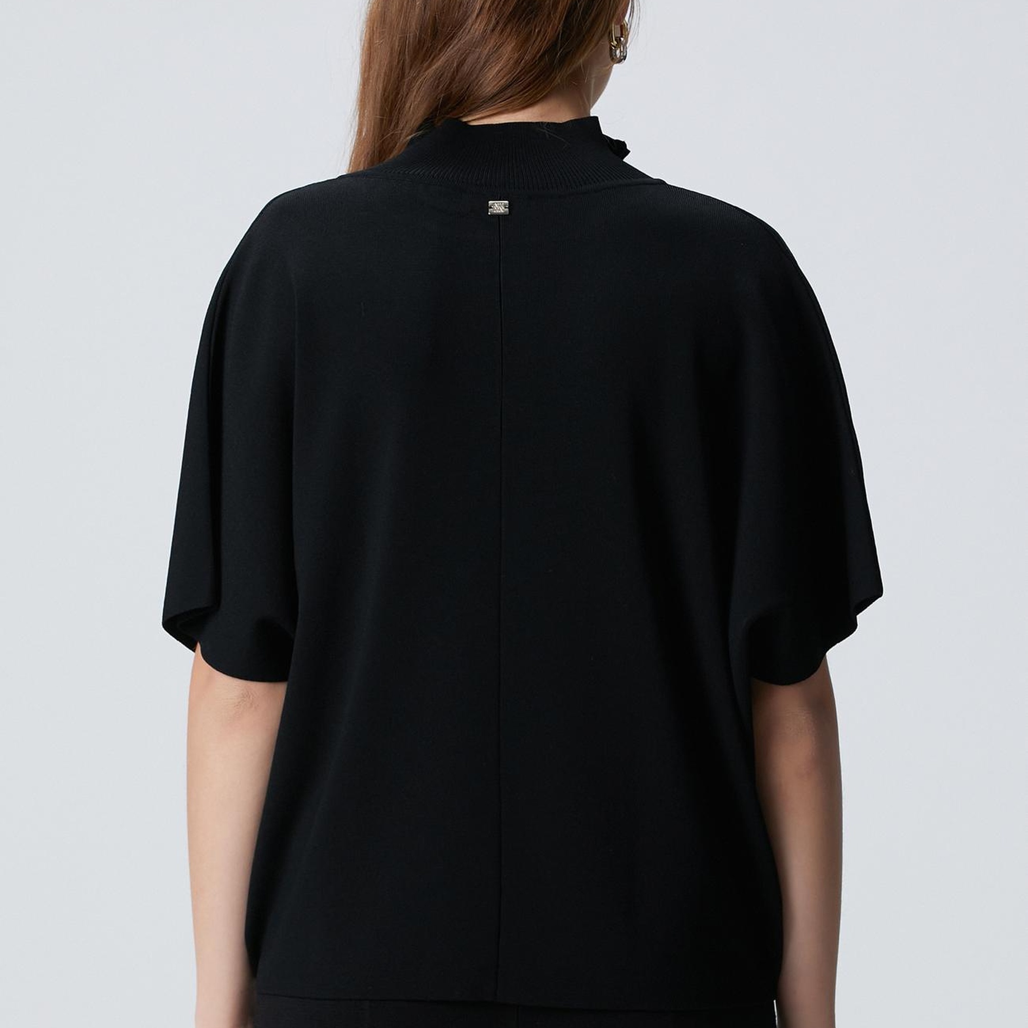 Network Kadın Siyah Bol Form Basic Triko Kazak