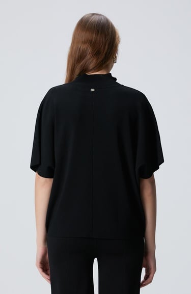  Network Kadın Siyah Bol Form Basic Triko Kazak
