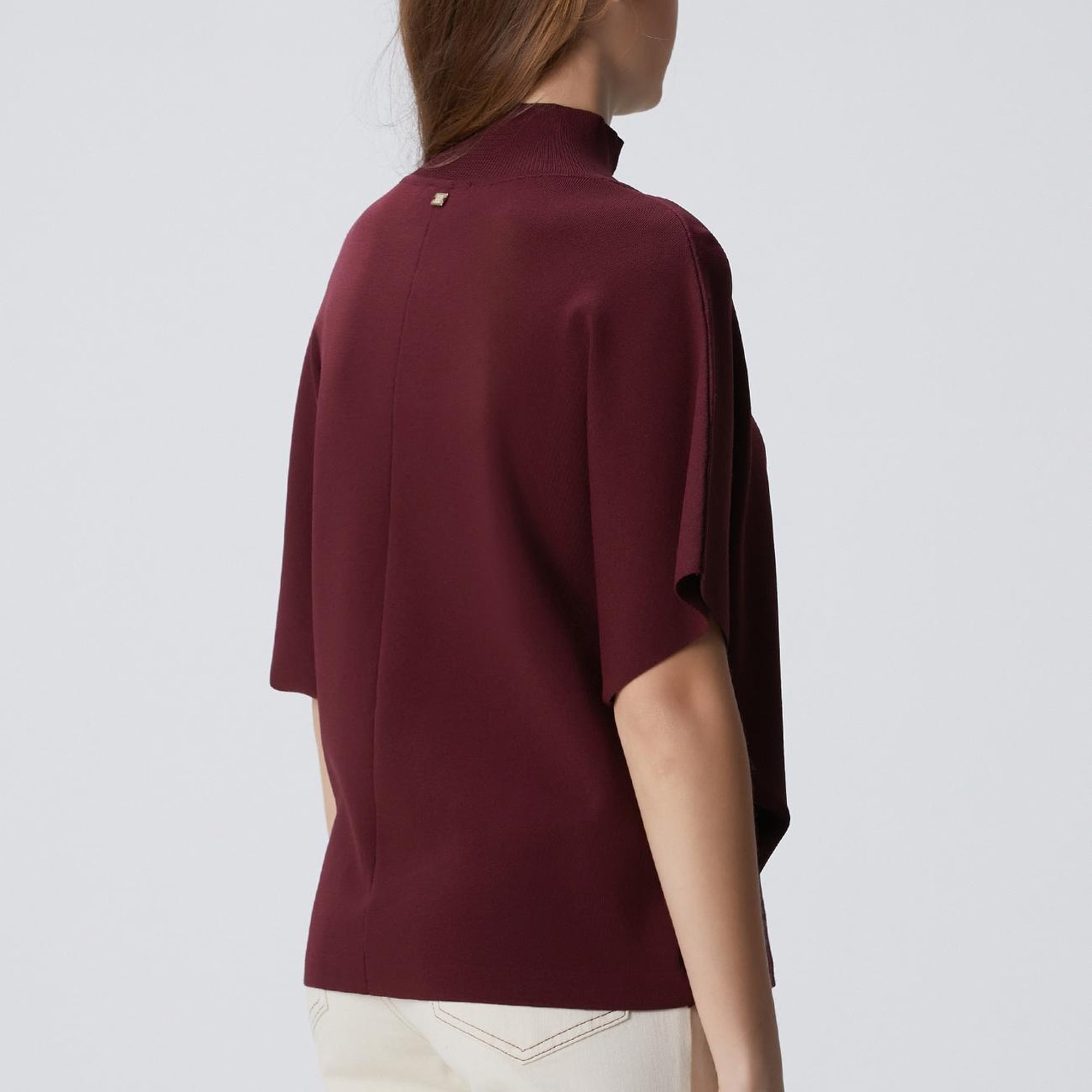 Network Kadın Vişne Bol Form Basic Triko Kazak