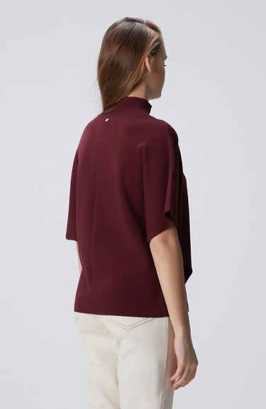  Network Kadın Vişne Bol Form Basic Triko Kazak