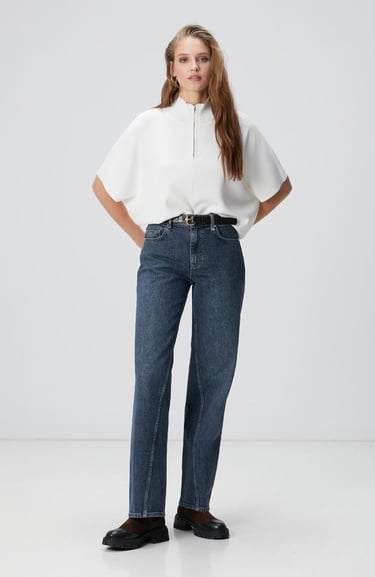  Network Kadın Kırık Beyaz Bol Form Basic Triko Kazak