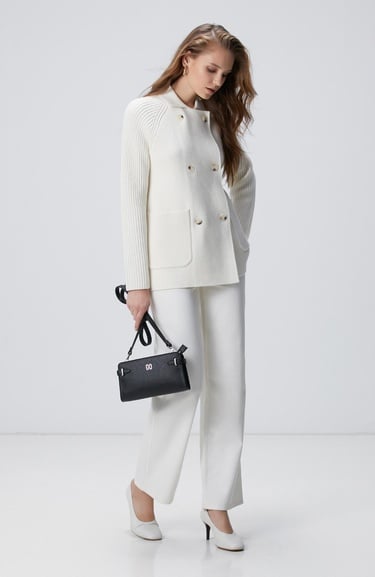  Network Kadın Kırık Beyaz Yün Karışımlı Triko Ceket