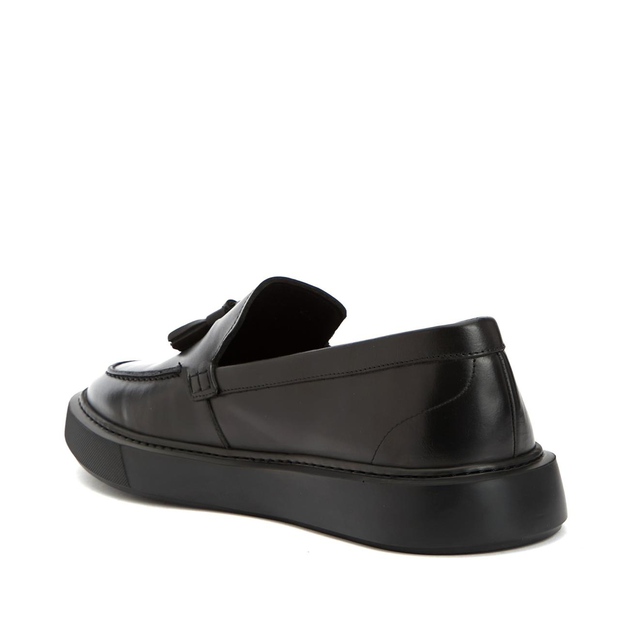 Divarese Erkek Siyah Püskül Detaylı Deri Loafer