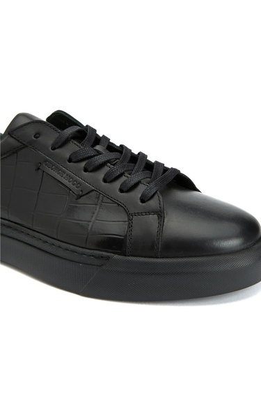  George Hogg Erkek Siyah Deri Sneaker