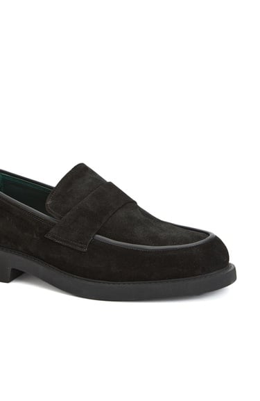  George Hogg Erkek Siyah Deri Loafer