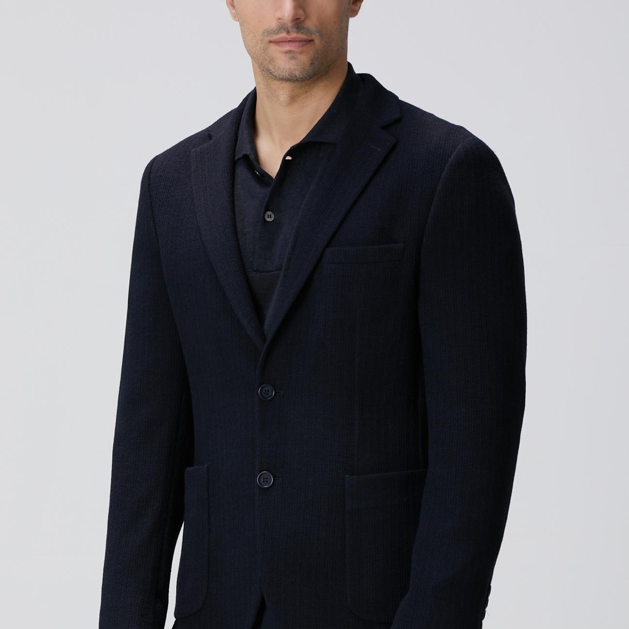 Network Erkek Lacivert Yün Karışımlı Örme Ceket