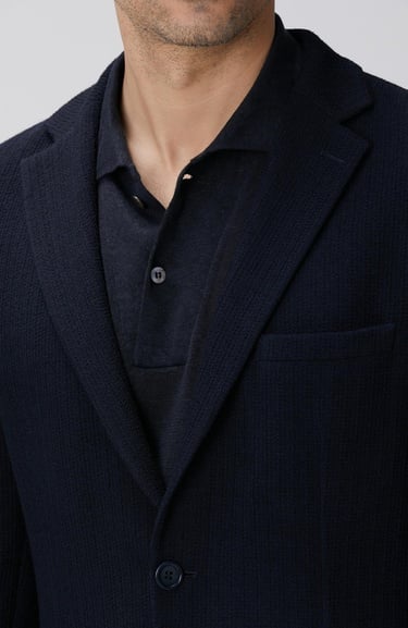  Network Erkek Lacivert Yün Karışımlı Örme Ceket