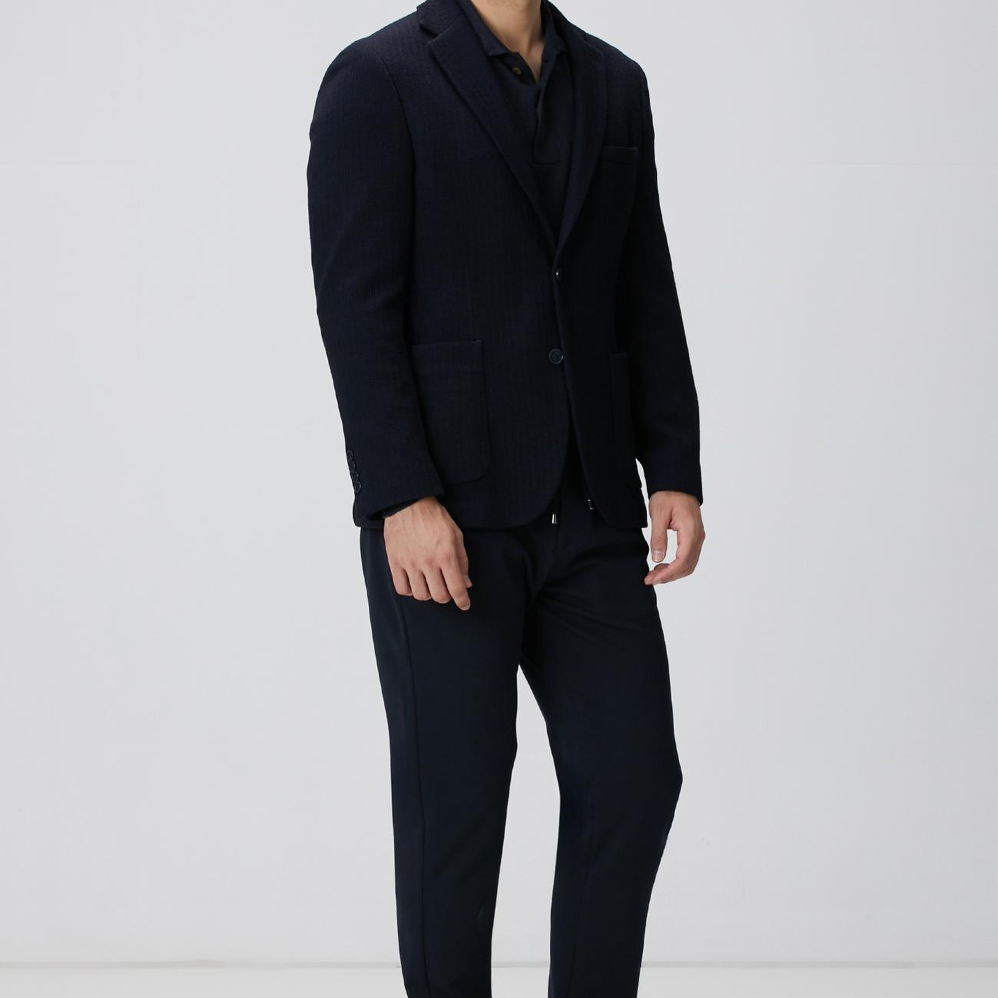 Network Erkek Lacivert Yün Karışımlı Örme Ceket