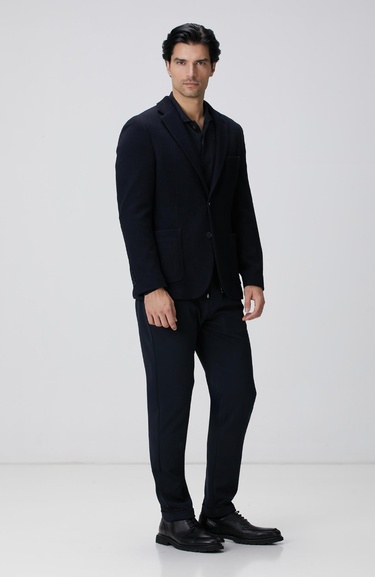  Network Erkek Lacivert Yün Karışımlı Örme Ceket