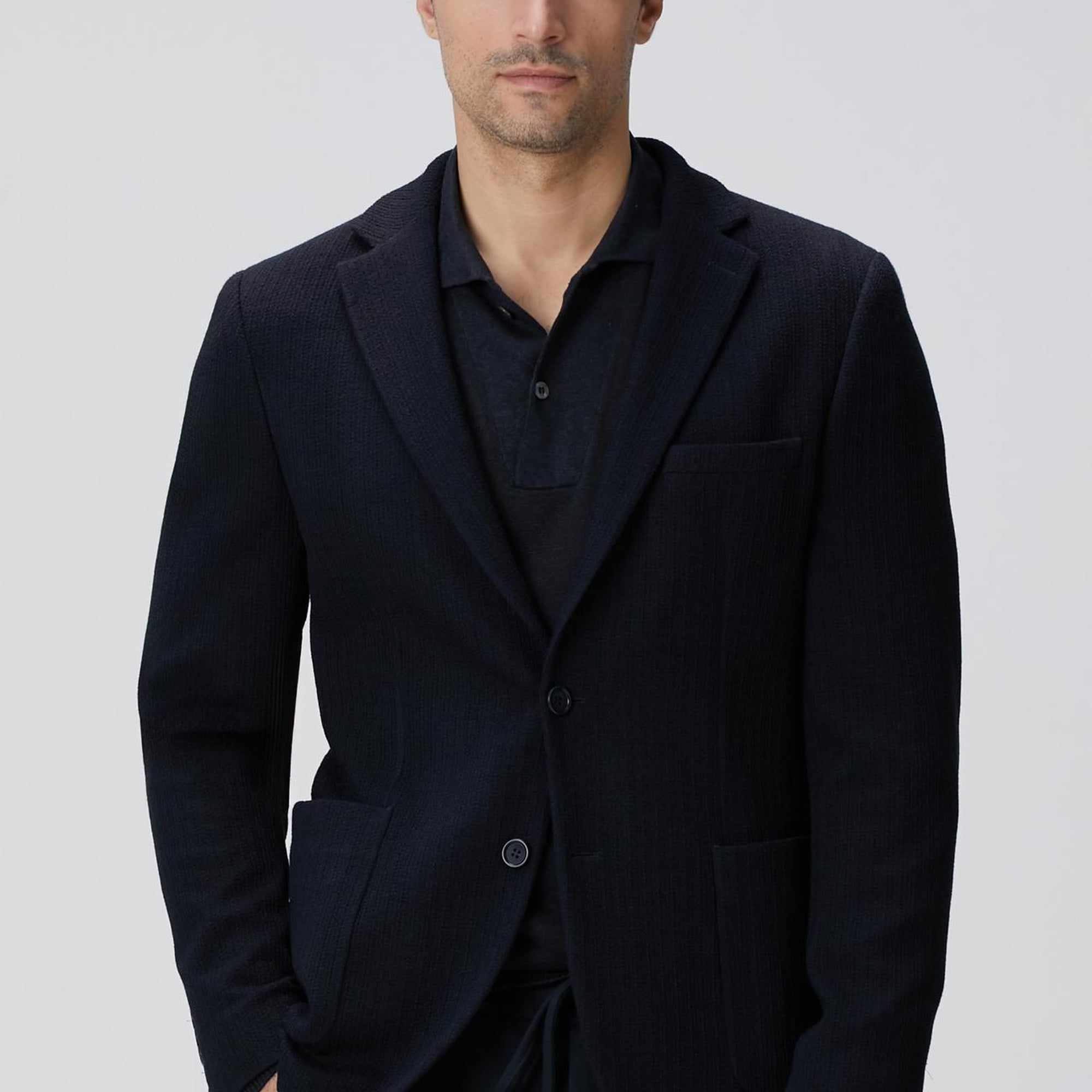 Network Erkek Lacivert Yün Karışımlı Örme Ceket