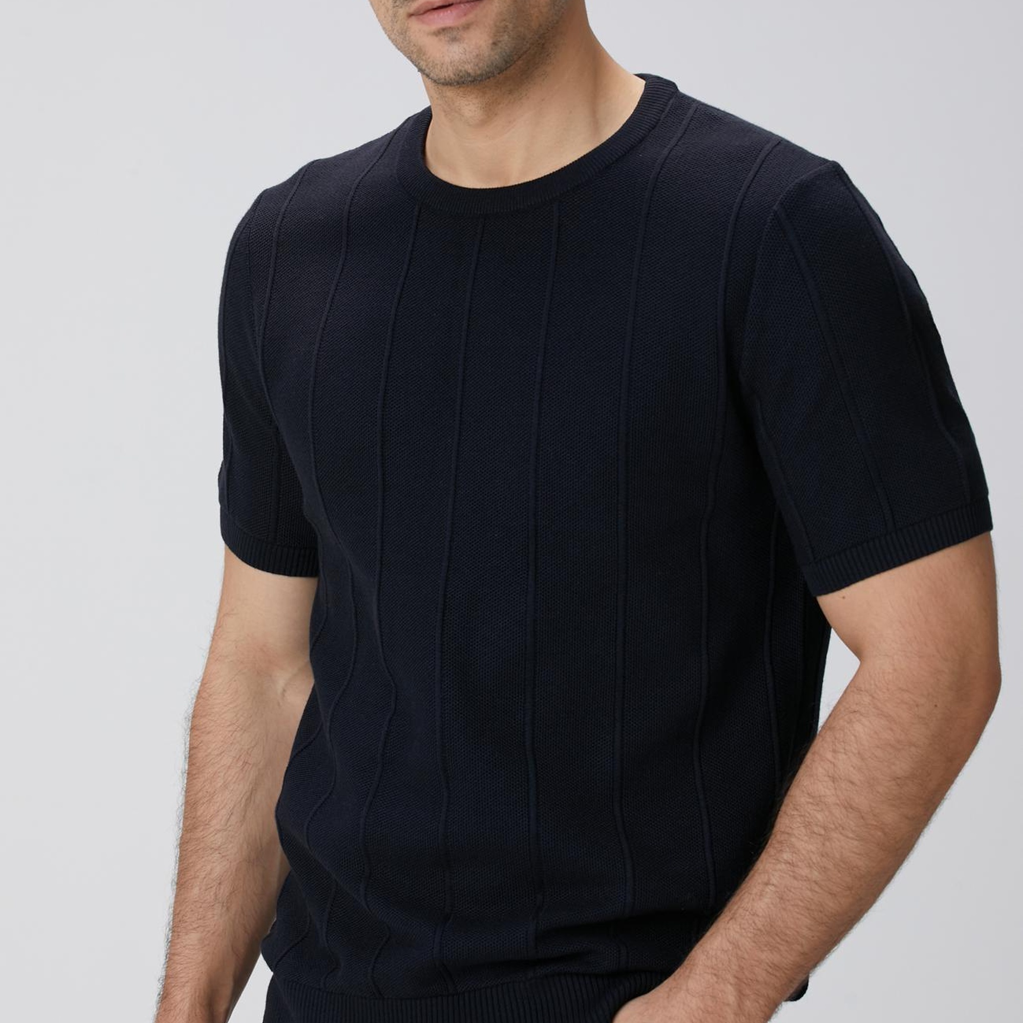 Network Erkek Lacivert Jakarlı Triko Kazak