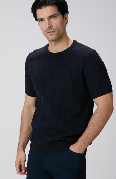  Network Erkek Lacivert Jakarlı Triko Kazak