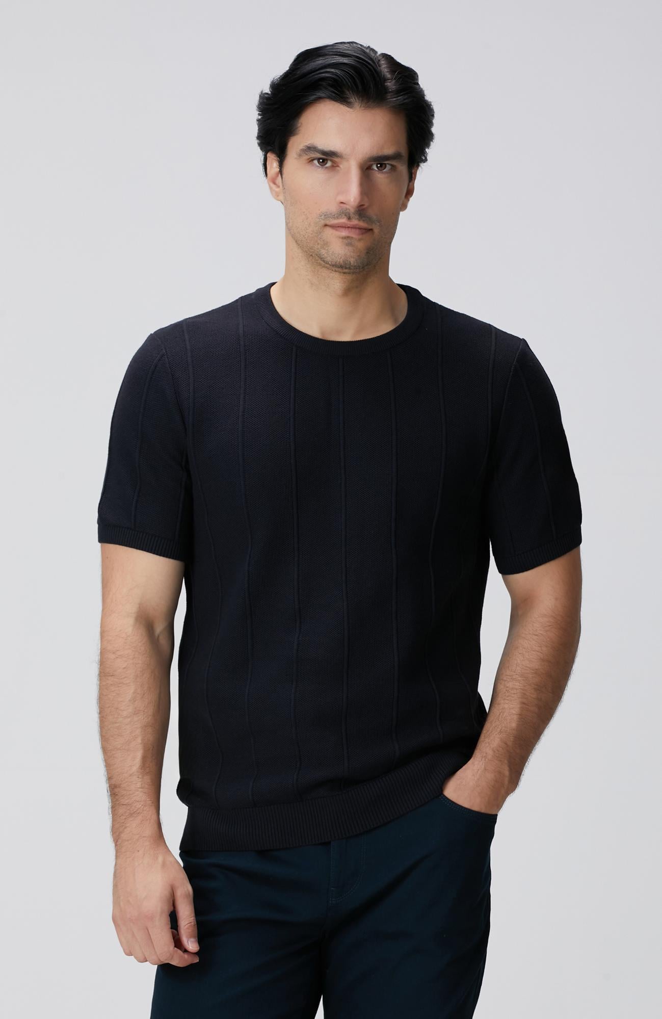  Network Erkek Lacivert Jakarlı Triko Kazak