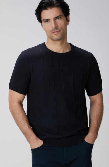  Network Erkek Lacivert Jakarlı Triko Kazak