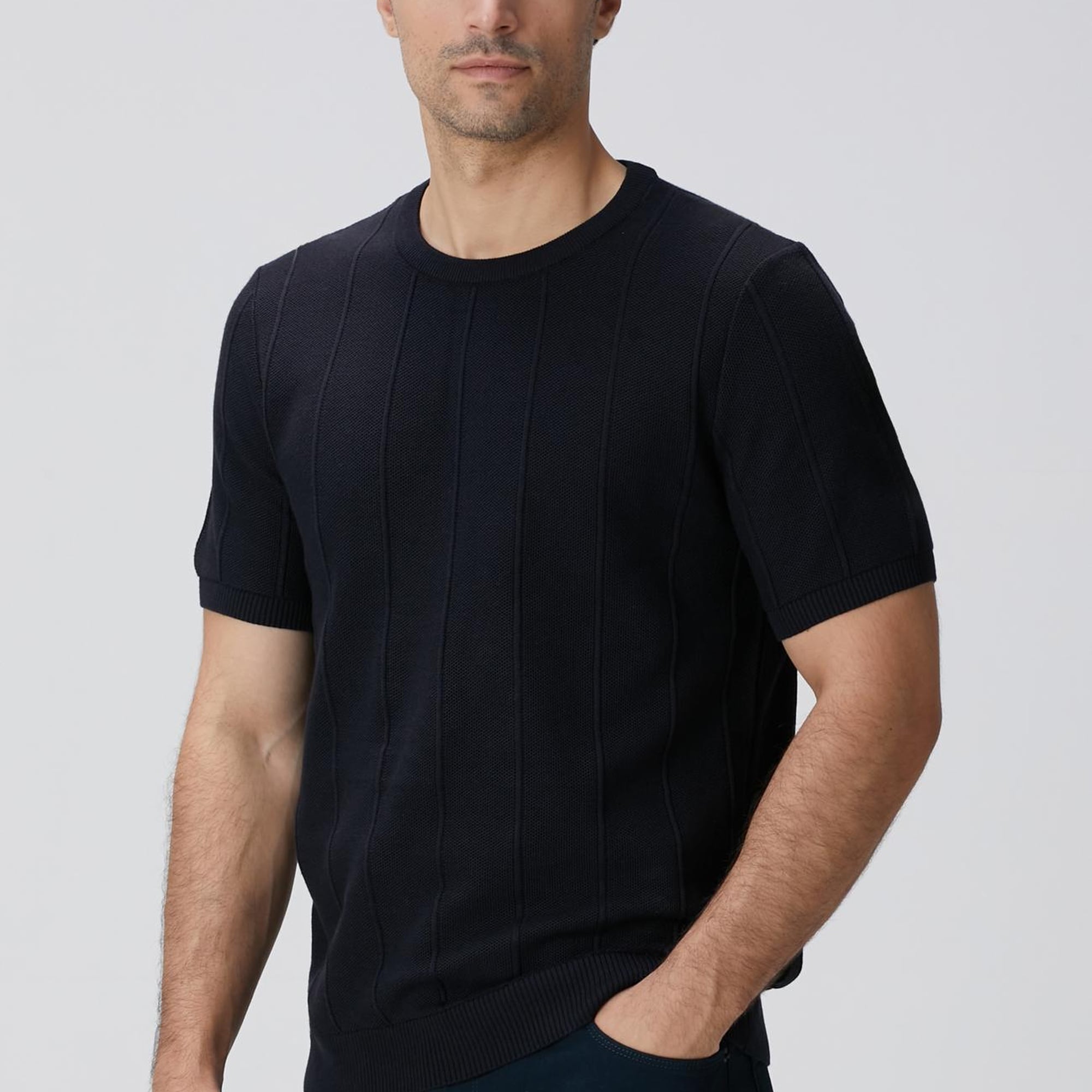 Network Erkek Lacivert Jakarlı Triko Kazak