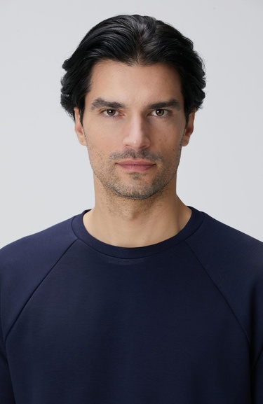  Network Erkek Lacivert Bisiklet Yaka Basic Sweatshirt