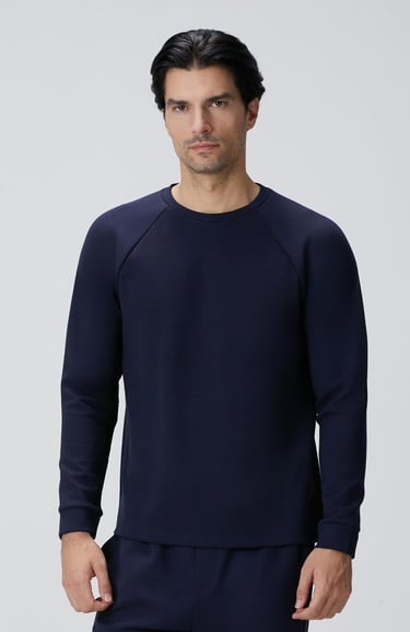  Network Erkek Lacivert Bisiklet Yaka Basic Sweatshirt