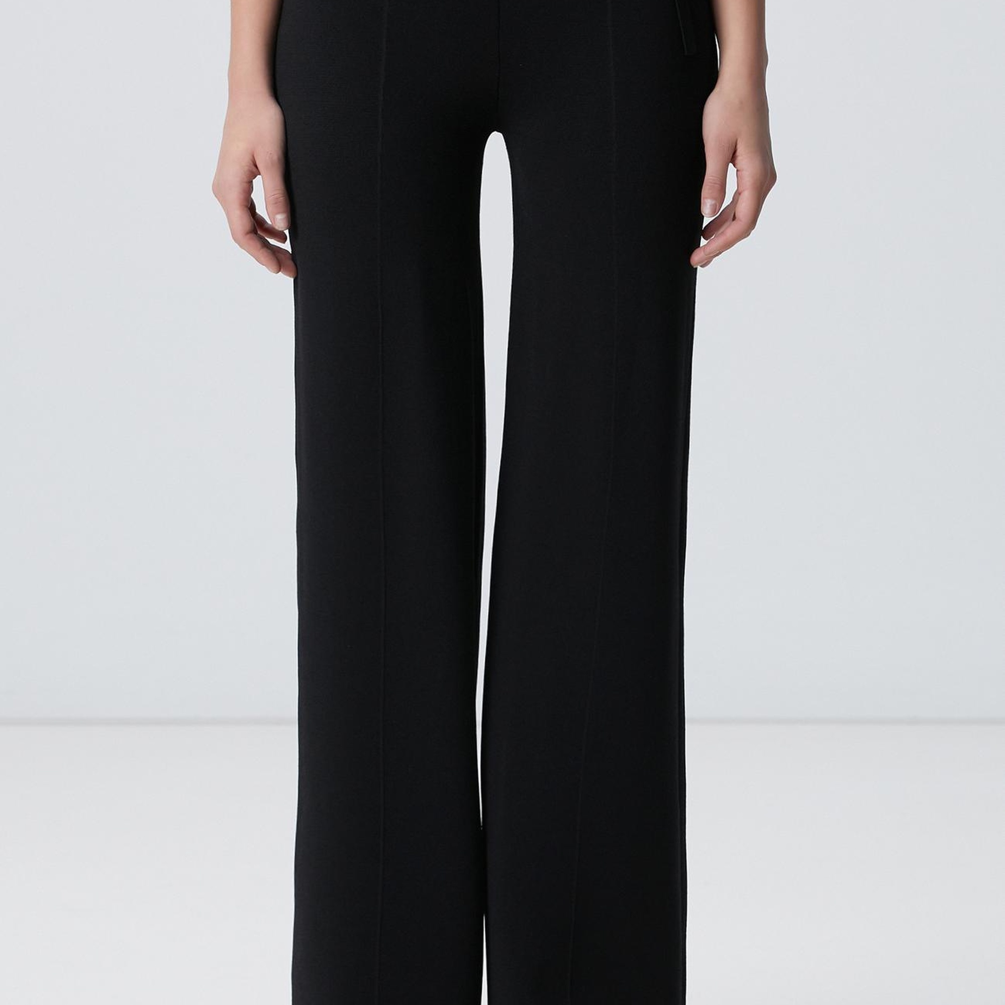 Network Kadın Siyah Bol Form Basic Triko Pantolon