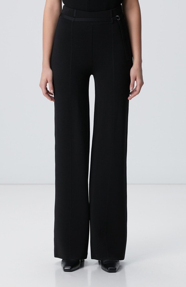  Network Kadın Siyah Bol Form Basic Triko Pantolon