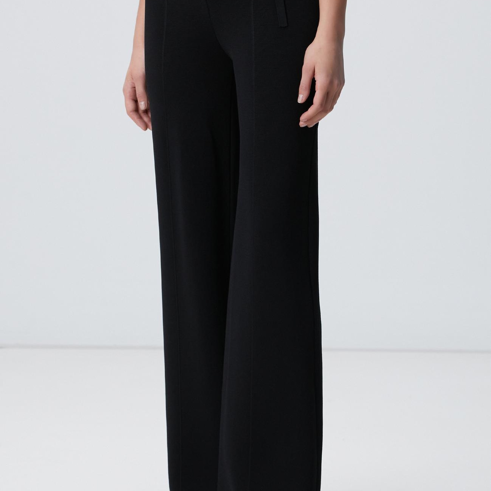 Network Kadın Siyah Bol Form Basic Triko Pantolon