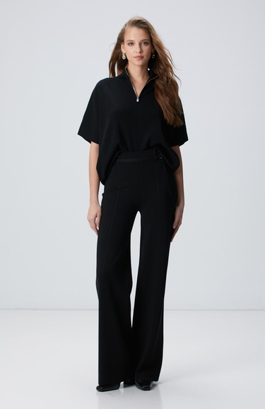  Network Kadın Siyah Bol Form Basic Triko Pantolon