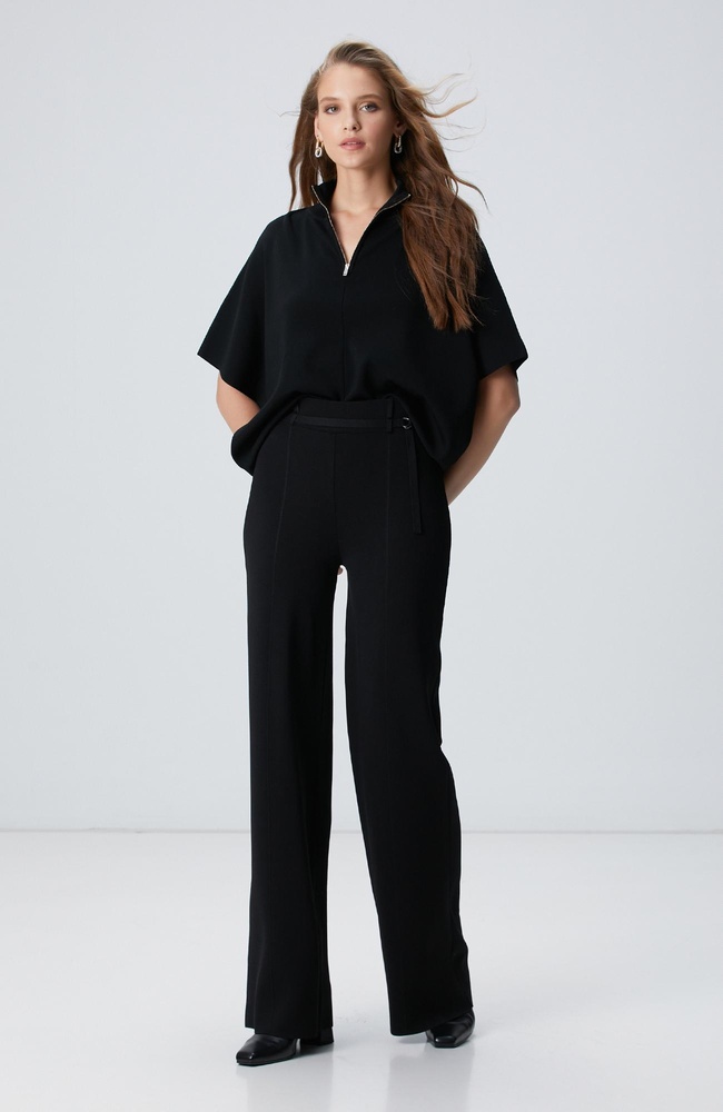  Network Kadın Siyah Bol Form Basic Triko Pantolon