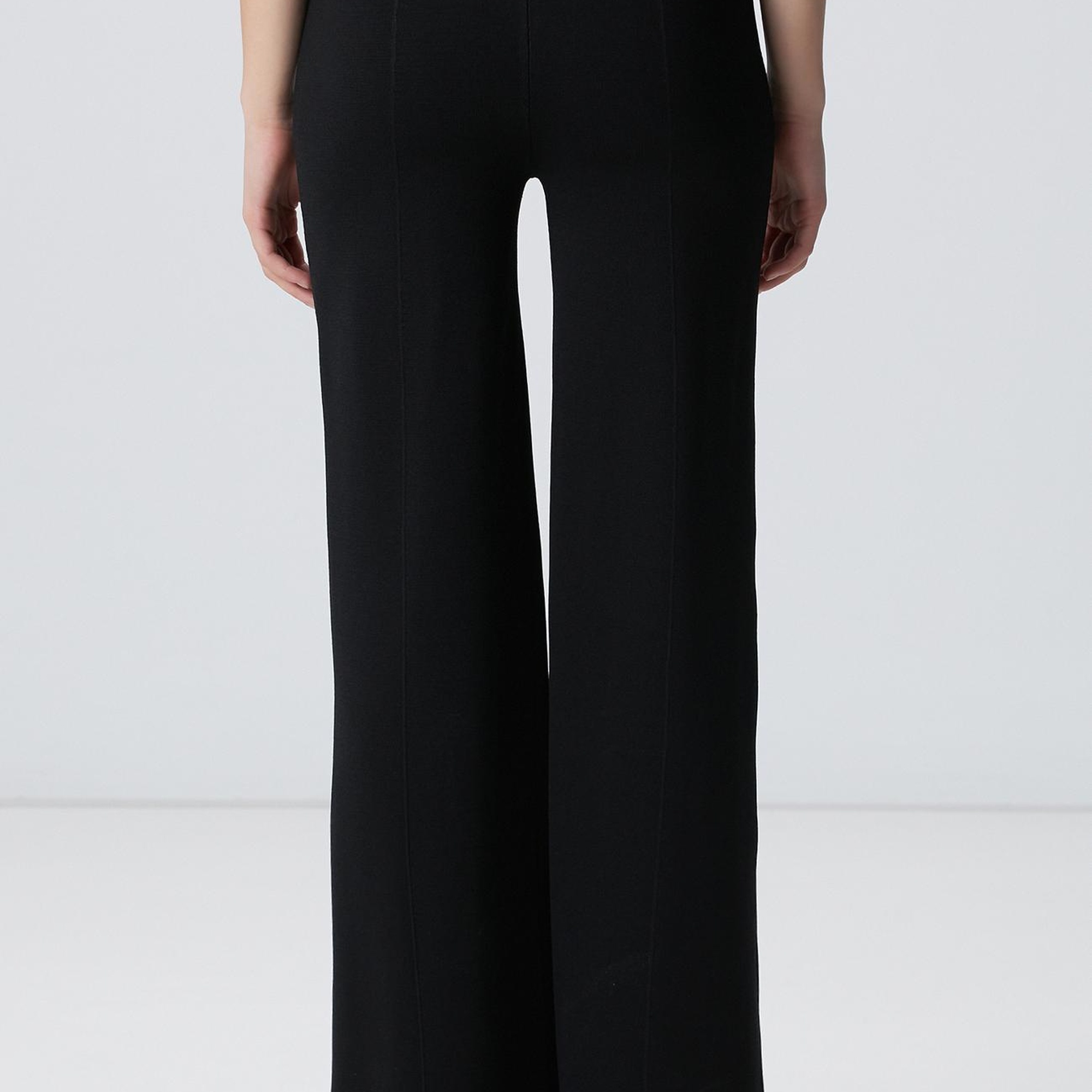 Network Kadın Siyah Bol Form Basic Triko Pantolon