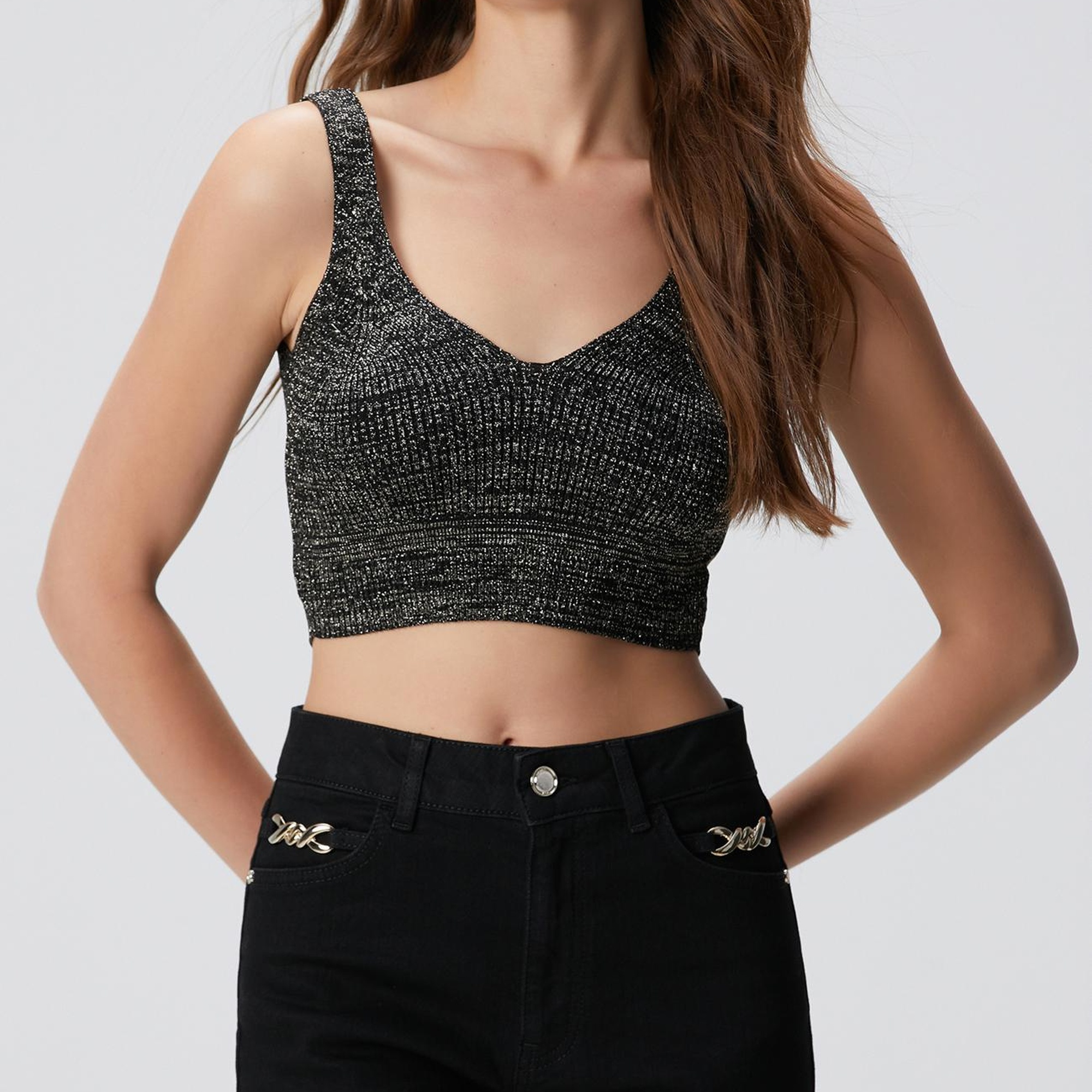 Network Kadın Siyah Simli Triko Büstiyer