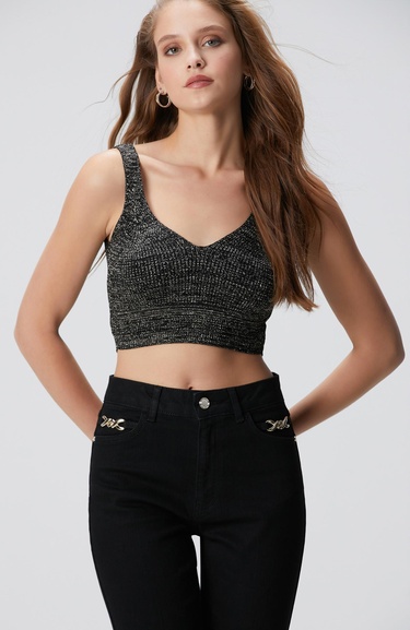  Network Kadın Siyah Simli Triko Büstiyer