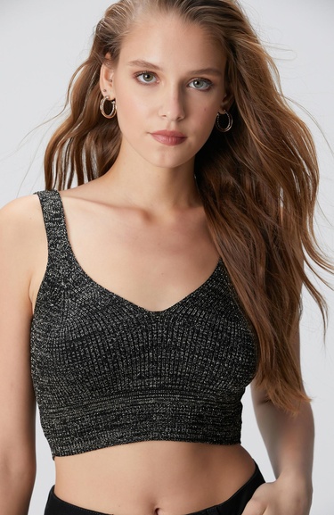  Network Kadın Siyah Simli Triko Büstiyer