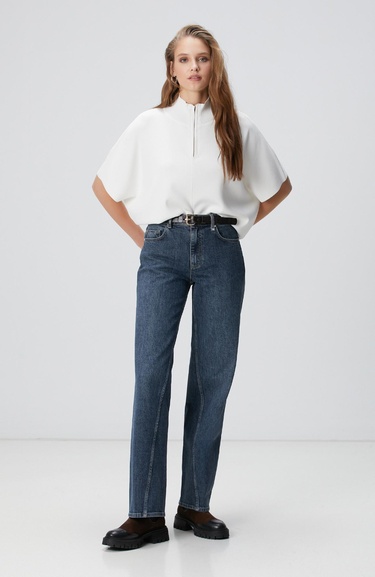  Network Kadın Kırık Beyaz Bol Form Basic Triko Kazak