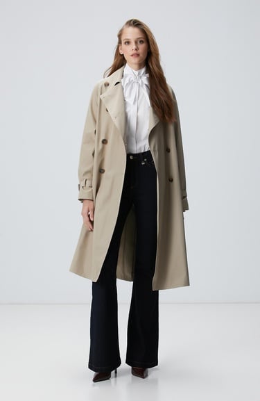 Network Kadın Bej Trench Coat