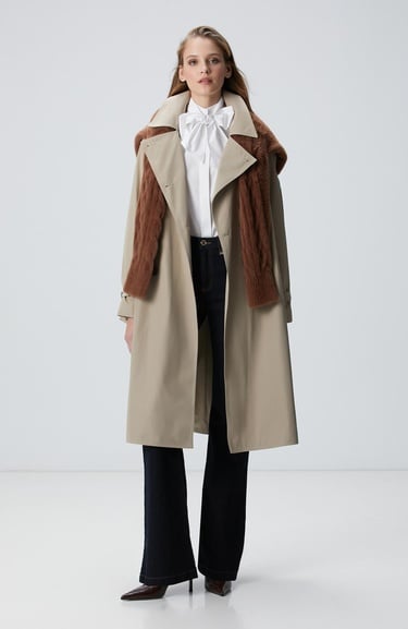  Network Kadın Bej Trench Coat