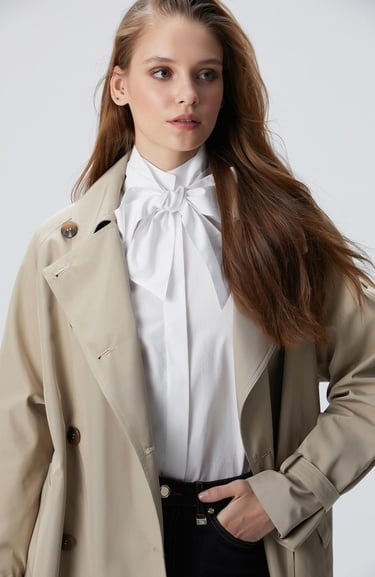  Network Kadın Bej Trench Coat