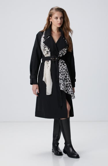  Network Kadın Siyah Trench Coat