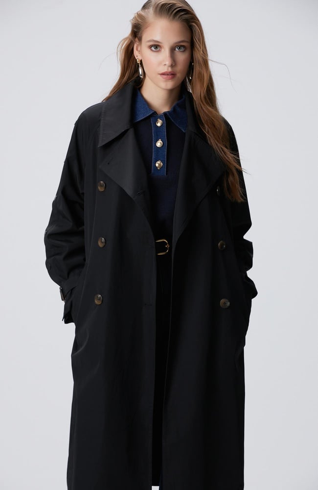  Network Kadın Siyah Trench Coat