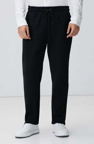  Network Erkek Siyah Boru Paça Yan Cep Detaylı Eşofman Altı