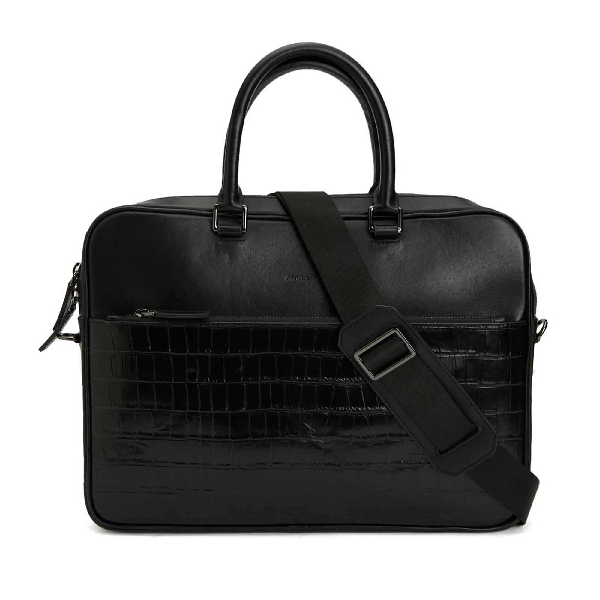 George Hogg Erkek Siyah Deri Laptop Çantası