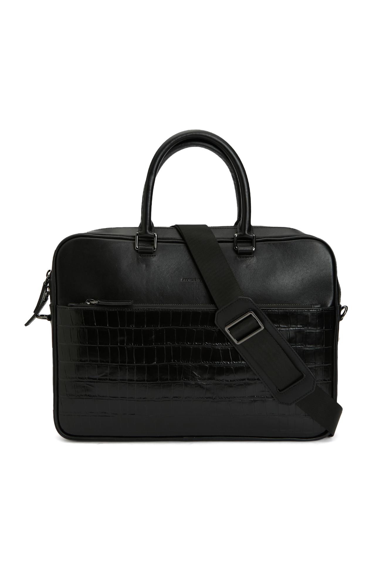  George Hogg Erkek Siyah Deri Laptop Çantası