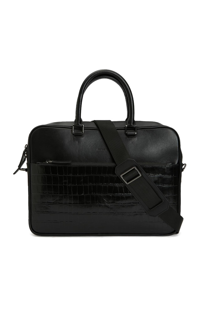  George Hogg Erkek Siyah Deri Laptop Çantası