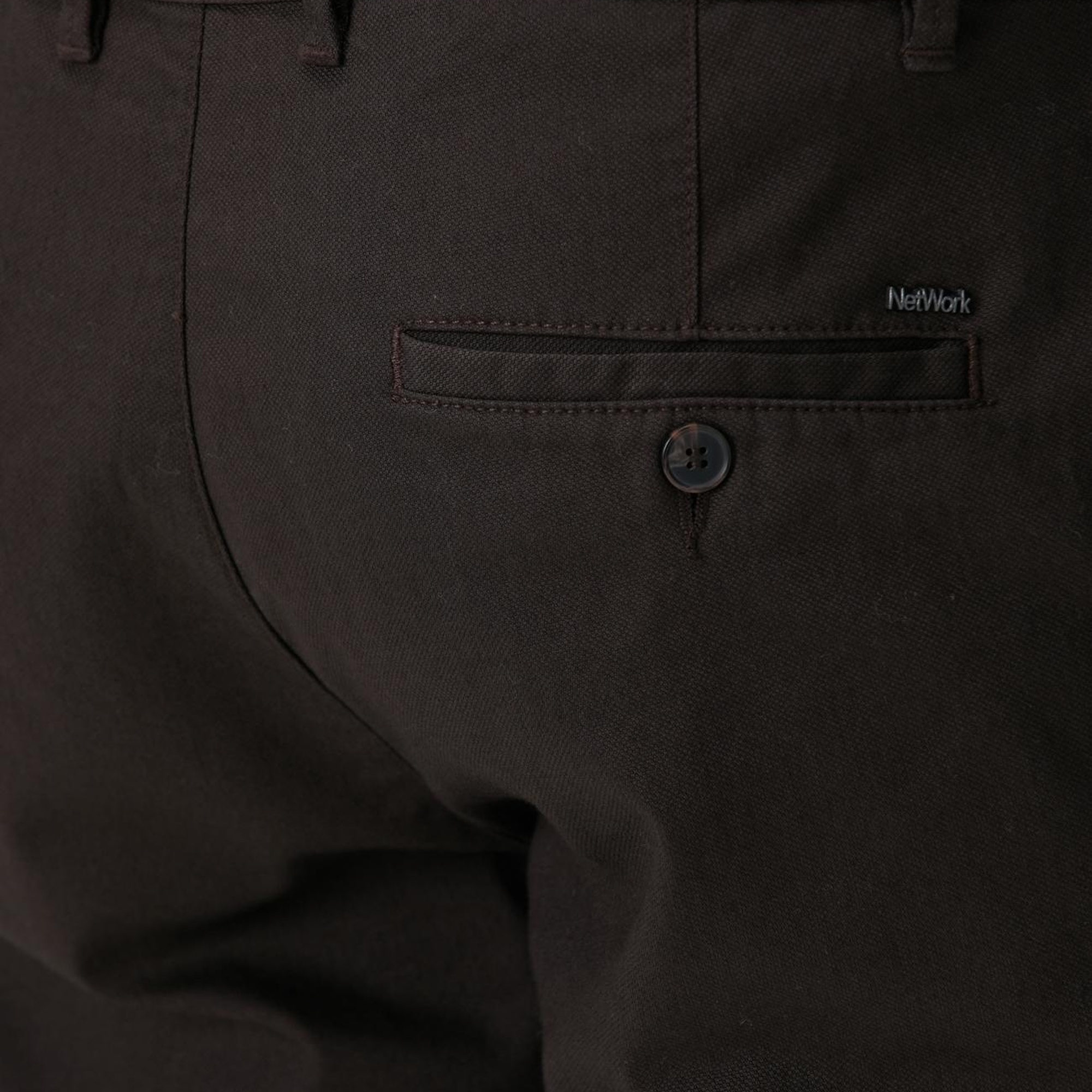 Network Erkek Kahverengi Sepet Örgü Desenli Chino Pantolon