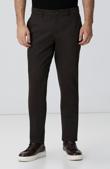  Network Erkek Kahverengi Sepet Örgü Desenli Chino Pantolon