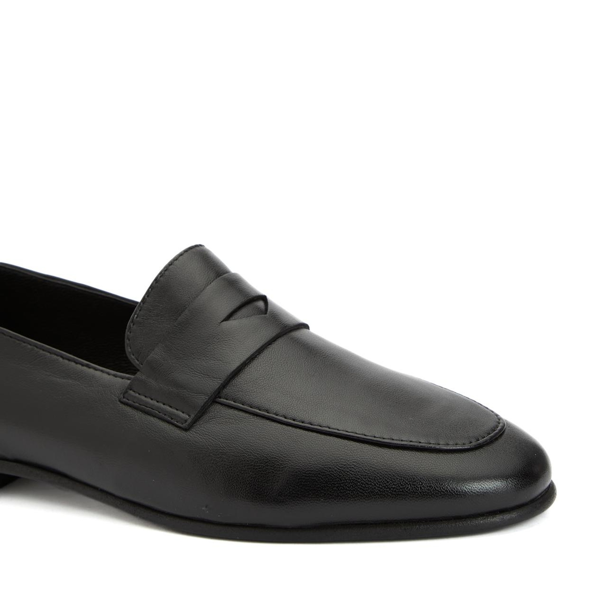 George Hogg Kadın Siyah Kuşak Detaylı Deri Loafer