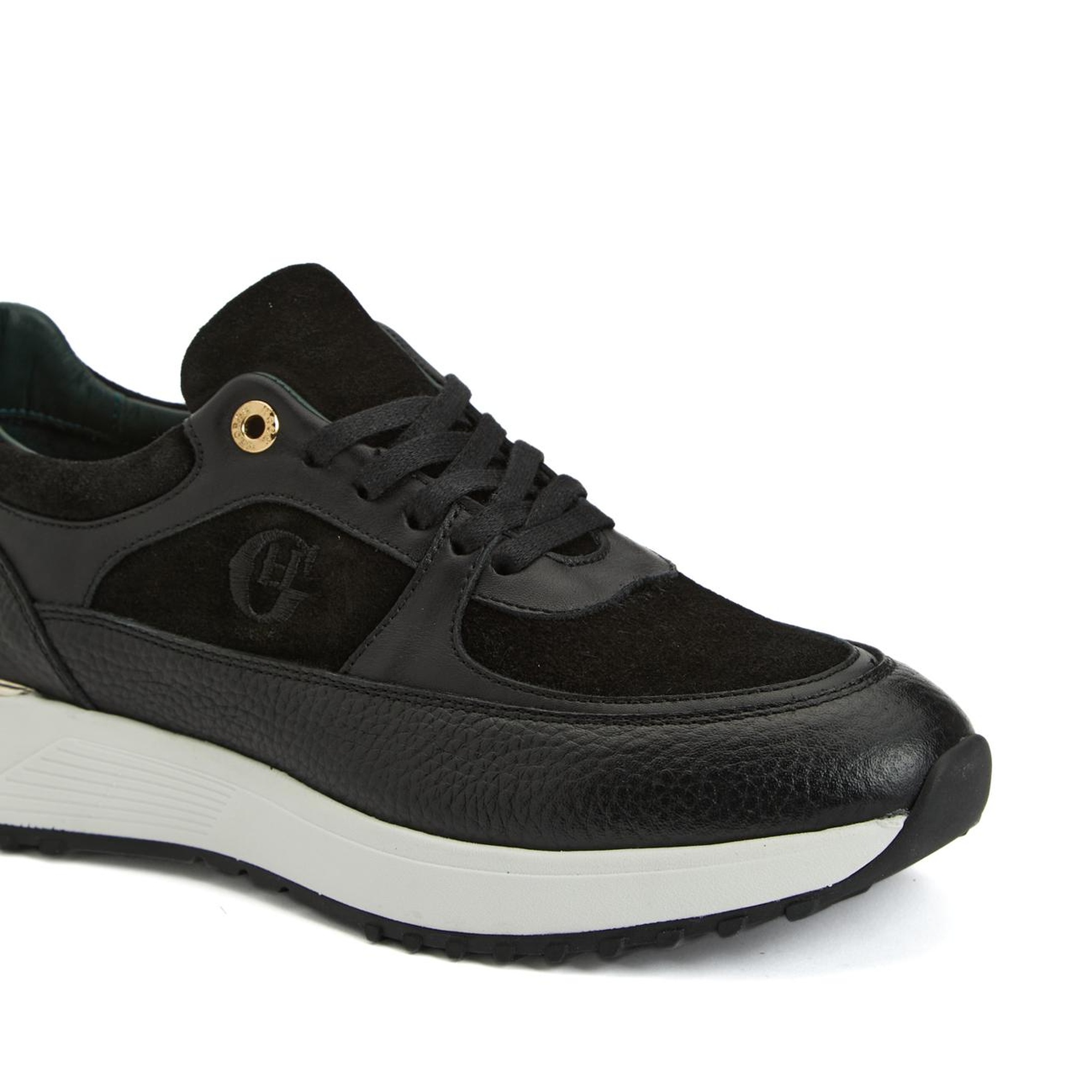 George Hogg Kadın Siyah Nakış Detaylı Deri Sneaker